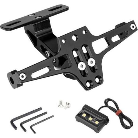Support de Plaque Moto, Universel Porte Plaque Immatriculation, avec Lumière sous Licence, Support de Plaque D'immatriculation Réglable (1/4)