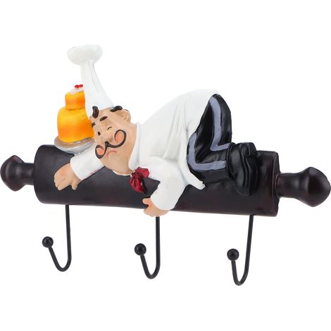 Crochet mural autocollant en forme de figurine de chef cuisinier (BS085) (1/5)