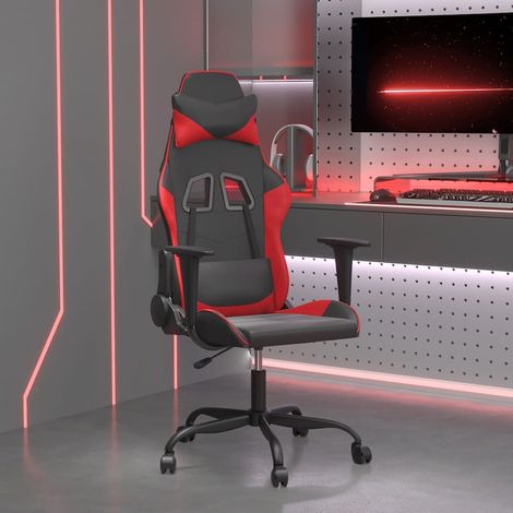vidaXL Silla gaming cuero sintético negro y rojo (1/5)