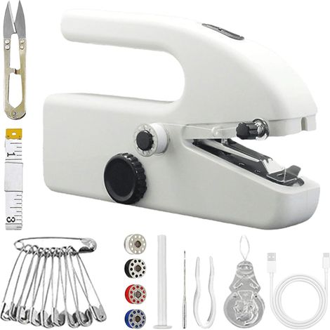 Mini machine à coudre manuelle électrique, petite machine à coudre manuelle avec accessoires de couture, machine à coudre rechargeable, 2 modes, convient pour les débutants (1/5)