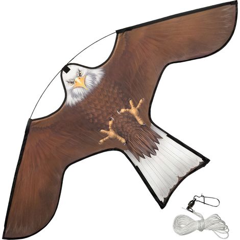 VOUNOT® Espantapájaros Cometa Voladora Cultivos Protector de Aves Halcón Ahuyentador Aves y Palomas para Jardín Granja Repelente Visual Pájaros sin Poste Modelo B