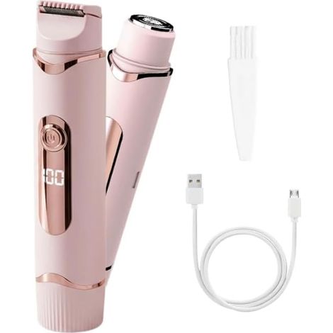 Rasoir Electrique Femme– Epilateur Electrique 2 en 1 pour Bikini, Humide, Sans Fil, Étanche, Épilateur Sans Douleur pour le Visage, le Haut, les Lèvres, les Aisselles, les Jambes (Violet) (1/5)