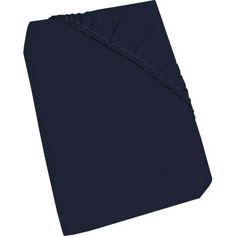 Lenzuolo Sotto Matrimoniale Maxi con Angoli ed Elastico Tinta Unita Blu Scuro (1/5)