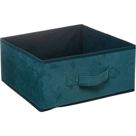 Boîte de Rangement en Velours Bleu Pétrole 31 x 31 x 15 cm - Five (1/4)