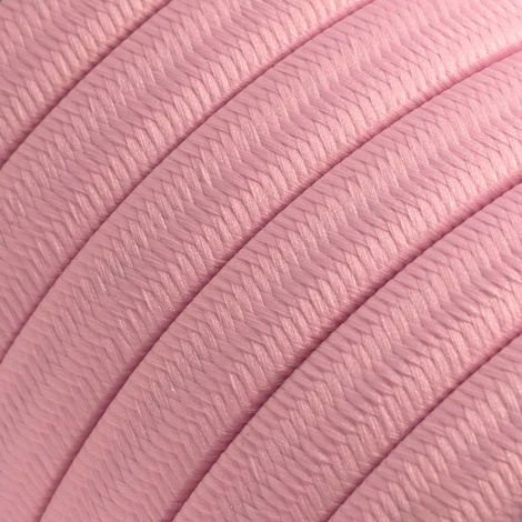 Creative-Cables Cavo elettrico piatto per catenaria, 1 m, Rosa Baby CM16, Tessuto effetto seta
