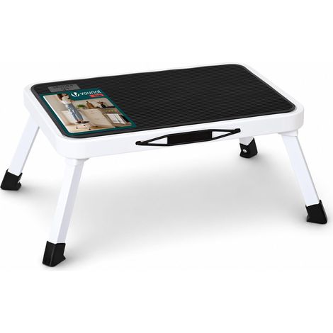 Marchepied Pliable en Métal Escabeau avec Grande Plateforme Antidérapant Charge Max.150 kg Tabouret Demi-marches Portatif pour Usage Intérieur et Extérieur (1/5)