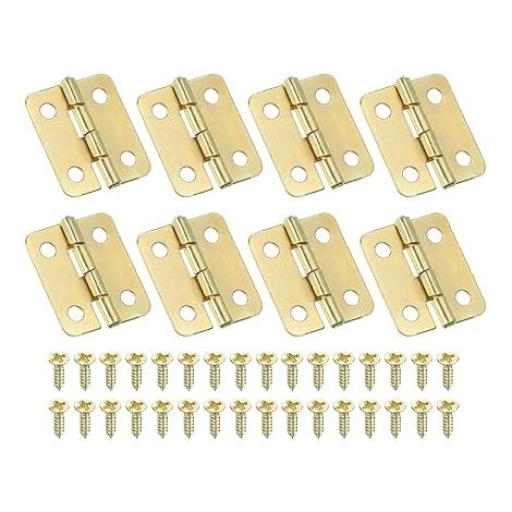 Petites Charnières Bout 18mm, 8 Pcs Mini Charnière avec Vis pour Boîtes à Bijoux en Bois, Portes de Tiroir d'Armoire, Portail, Doré (1/5)