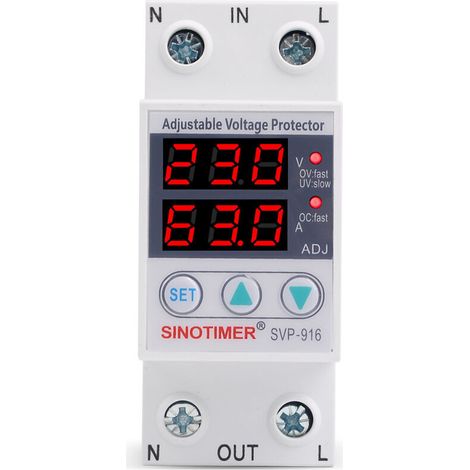 Dispositivo de protección contra sobretensiones ajustable SVP-916, protector limitador de corriente, protector de reinicio con retardo de tiempo (63 A)