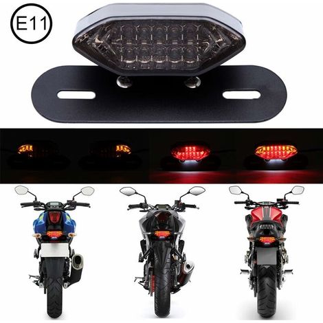 VURAHOME - Feux Arrière Led De Moto, Feu De Freinage Arrière De Moto 12V Clignotants Témoin Lumineux Lampe De Licence(Fumée) (1/5)