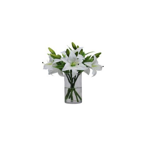 Set mit 6 weißen künstlichen Lilien – Elegante Dekoration – Hochwertige Kunstblumen – Pflegeleicht – Für Zuhause, Büro, Hochzeit (1/5)