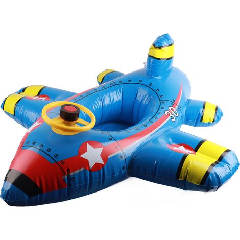 Bouée de natation enfant type2, forme avion, siège gonflable épaissi, anneau flottant confortable pour piscine. (1/2)