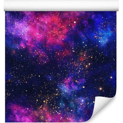 Carta da parati acquerello galassia blu navy e viola per soggiorno e camera da letto 50x1000 (1/5)
