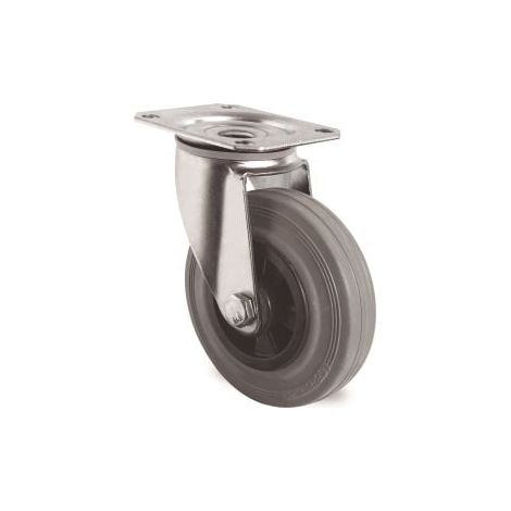 Rueda  giratoria  D.100mm  Cap.75kg  con  placa  PP  gris  TECWERK (1/2)