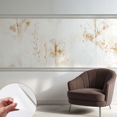 Papier peint autocollant avec imprimé pour cuisine facile à appliquer pour mur a motif Élégance botanique 250x104 cm (1/5)
