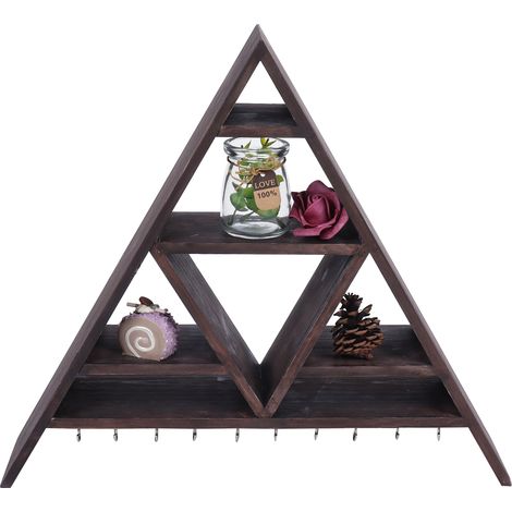 SJLERST Étagère d'angle, Style Industriel, Étagère Murale,Support de rangement triangulaire, présentoir mural en cristal, décoration de la maison pour le bureau et la maison (1/5)