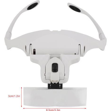 Loupe mains libres avec support pour lunettes, bandeau et 5 lentilles, 2 lampes frontales LED (1/5)