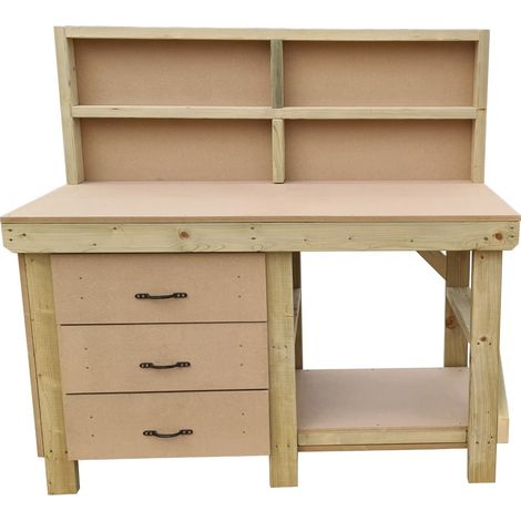 Wooden MDF top tool cabinet workbench with storage shelf (V.7) (H-90cm, D-70cm, L-120cm) with back panel (1/4)