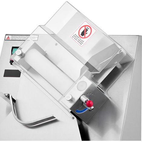 Mophorn Formeuse à pizzas électrique, 7,6 à 35,5 cm, presse à pâte commerciale 370 W, 260 pièces par heure, laminoir automatique en acier inoxydable, épaisseur ajustable, avec couvercle de protection