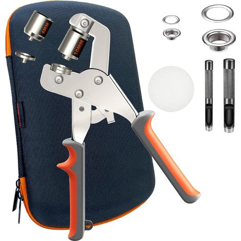 Oeillets Métalliques Kit 6mm et 10mm, Pince à Oeillets pour Bâches et Tissus, set d'oeillets pour Bâches avec 200 Oeillets et Kit d'outils (1/5)