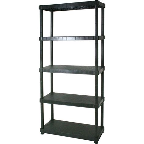 Scaffale in resina con 5 ripiani colore nero portata 250 kg misure 80x40x188H cm (1/2)