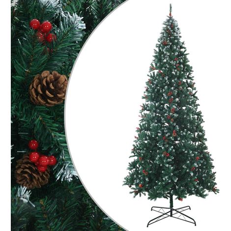 Árbol de Navidad artificial 400 cm PVC y Acero Verde y blanco vidaXL (1/5)