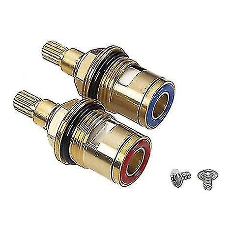 Lot de 2 cartouches de rechange pour robinet, tige en laiton et céramique, quart de tour, 1/2" pour batterie (1/3)