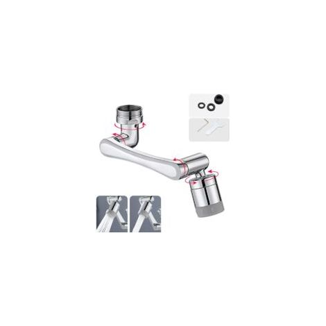 Rubinetto di prolunga multifunzione girevole a 1440 gradi, accessorio filtro per rubinetto, aeratore per rubinetto a 1080° con due modalità di erogazione dell'acqua per cucina e bagno - Argento - Crez