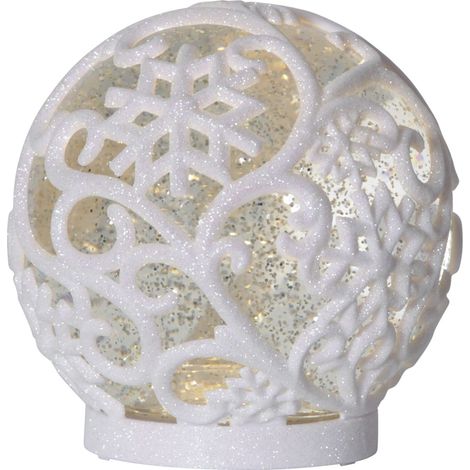 Schneekugel ,Frost' mit Schneeflocken-Design, LED-Beleuchtung, Batterie + Timer, warmweiß, Ø 16cm (1/4)