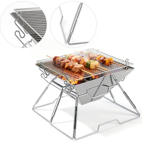 Jiubiaz Barbecue pieghevole ideale per il campeggio all'aperto in acciaio inossidabile portatile e rimovibile barbecue da esterno per il giardino, la ra