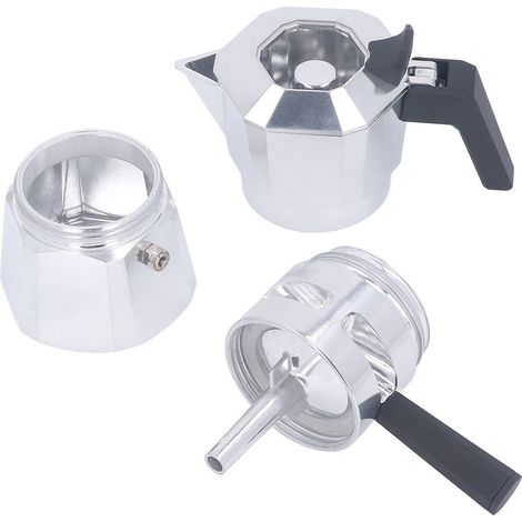 120 ml Mokkakanne mit Doppelventil, 2 Tassen, aus Aluminiumlegierung, für Zuhause und Café, Naturfarbe (1/5)