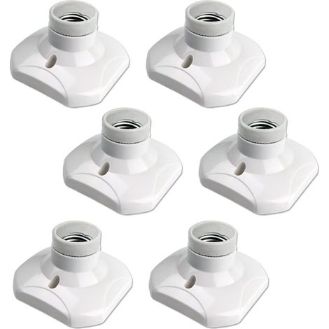 Lot de 6 Douille Plafond E27 à Visser AC 220-240V, Support Douille pour Ampoule LED ,Base Plafonnier Culot E27 NPTERBL