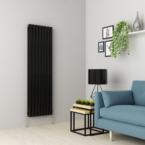 Warmehaus Black Oval Radiator Vertical Double Panel 1600x472mm (1/5)