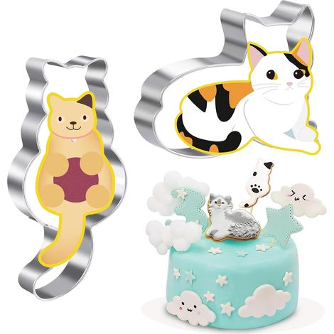 Ensemble de 2 emporte-pièces en forme de chat mignon, emporte-pièces à sandwich en acier inoxydable, emporte-pièces pour légumes, fruits et chocolat, outils de pâtisserie, ensemble d'emporte-pièces po (1/5)