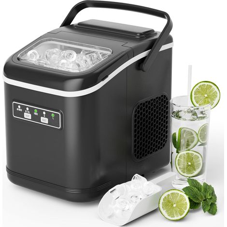Ice Maker Machine Countertop 12kg/24h,9 Bullet Ice Cubes in 6 Minutes Self-Cleaning Portable Ice Cube Maker,Black (1/5)