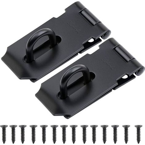 Porte-cadenas, fermeture de coffres et portesLot de 2 cadenas en acier inoxydable de 7,6 cm avec vis,Noir (1/5)