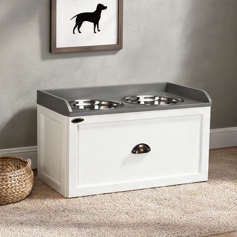 Cantine surélevée avec tiroir de rangement 2 x 2L pour chien (1/5)