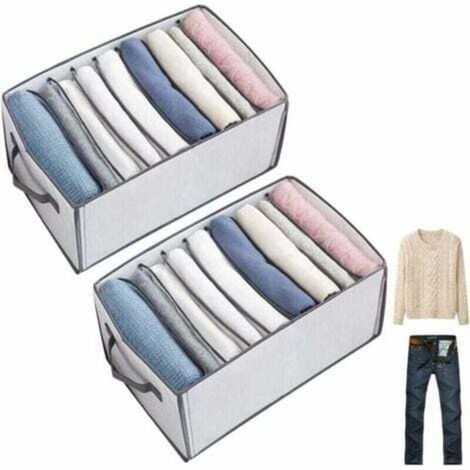 2-teiliges Kleiderschrank-Organizer-Set mit Schubladen, faltbare und verstärkte Aufbewahrungsbox für Hosen, Jeans, T-Shirts und Unterwäsche