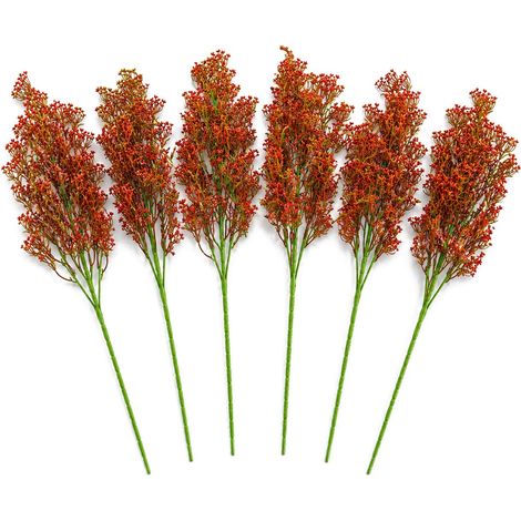 Pack of 6 x 75cm Artificial Coral Berry Spray Bush Stem (1/5)