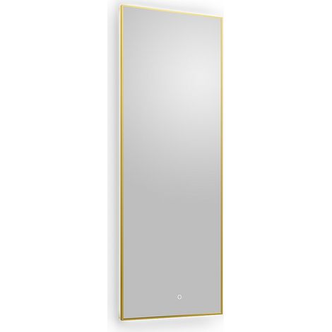Specchio da bagno luminoso rettangolare antiappannamento con pulsante touch Bordo dorato 50 x 150 cm - ORINELIA