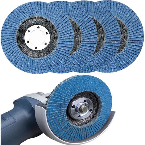 Disques à lamelles Disques pour meuleuse d'angle Disques abrasifs 115 mm Lot de 4 disques abrasifs 40/60/80/120 grains pour meuleuse d'angle pour poncer et meuler le métal et le bois (1/5)