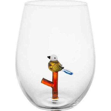 Verre petit oiseau multicolore 12x10x10cm (1/3)