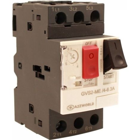 Salvamotore Interruttore Termico di Protezione Motore, 3P 2.5M Regolabile 6.3A 4-6.3A 2.2KW AC 590V Monofase e Trifase IP20 IEC60947-2