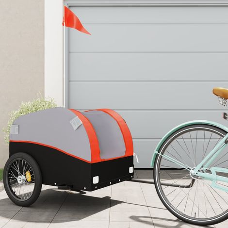 Remorque de vélo noir et orange 45 kg fer vidaXL
