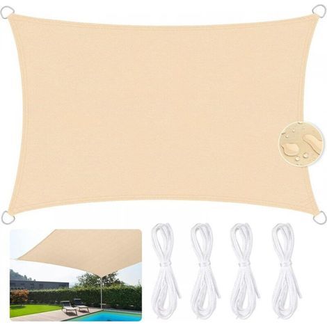 Waterproof Rectangular Shade Sail 3 x 5 m 95% UV Protection for Outdoor Patio Garden Balcony – Beige (1/4)