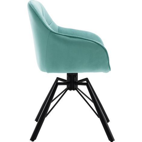 Set di 2 sedie da pranzo girevoli 360° in velluto turchese con braccioli e gambe in metallo MODENUIT (1/5)