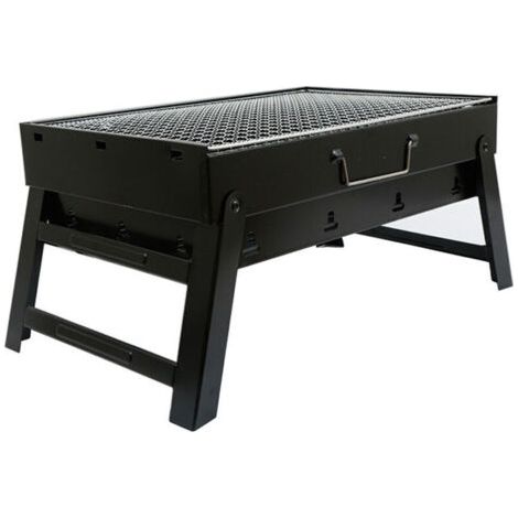 BARKBUSTERS Barbecue à charbon pliable , mini barbecue de camping léger et portable , design innovant , facile à nettoyer , noir , fer (1/4)