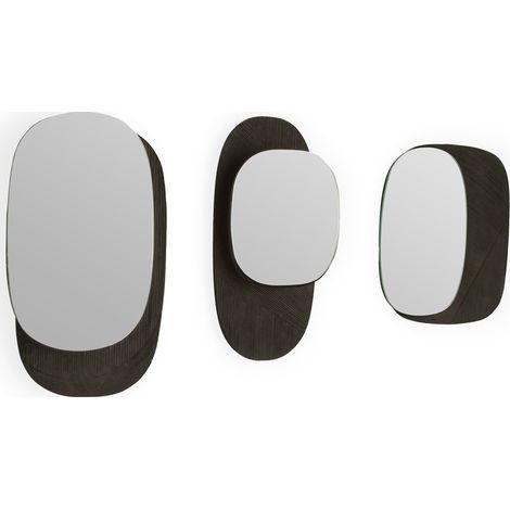 Set de 3 miroirs muraux en bois noir VINCY (1/3)
