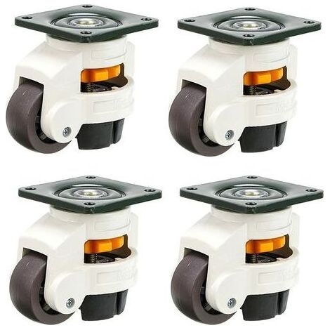 4Pcs Roulettes pour meubles, roue pivotante, roulettes de nivellement rétractable 60F, en alliage nylon et en aluminium, capacité de chargement 250 kg par roulette (1/5)