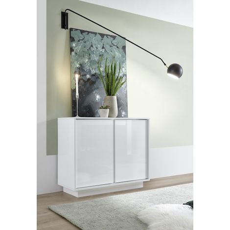 Buffet avec miroir ICE blanc laqué 92 cm (1/2)
