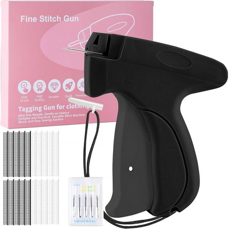 Mini pistolet à coudre manuel - Machine à coudre portable avec 5 aiguilles + 1000 pinces - Réparation flash pour vêtements et rideaux - Kit de couture de voyage pour réparations textiles (1/5)